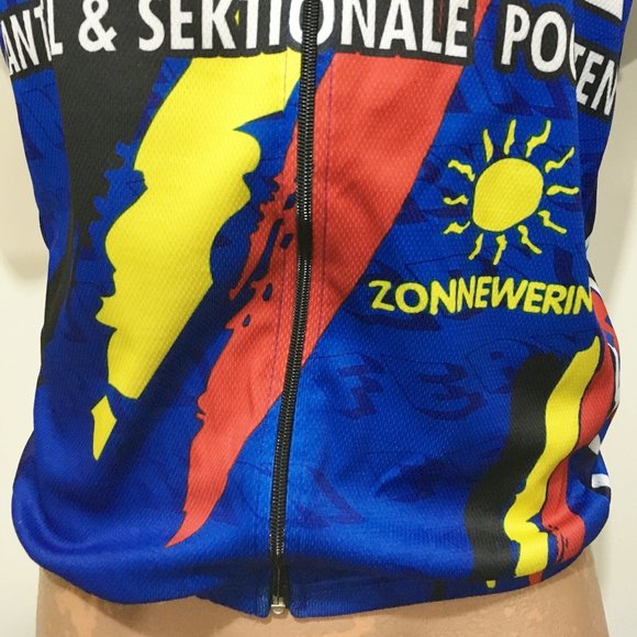 Feryn Mens 5 L Full Zip Short Sleeve Blue Yellow Red Bike Jersey Belgium Cycling - Picture 3 of 6